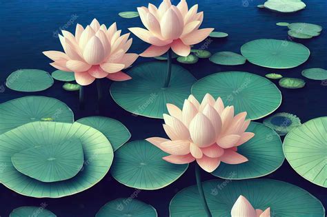 Premium Photo Beautiful Lotus Flowers Illustration