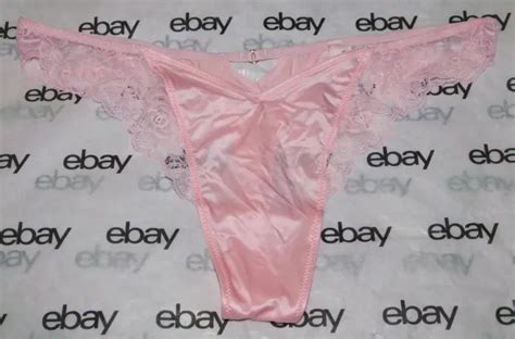 new victoria s secret very sexy high leg thong panty pink satin lace large l vs 16 50 picclick