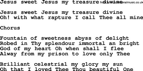 Catholic Hymns Song Jesus Sweet Jesus My Treasure Divine Lyrics And Pdf