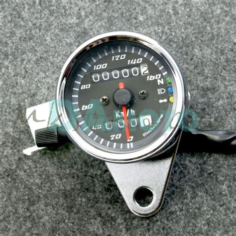 Motorcycle Backlit Dual Retro Vintage Speedometer Odometer Gauge For