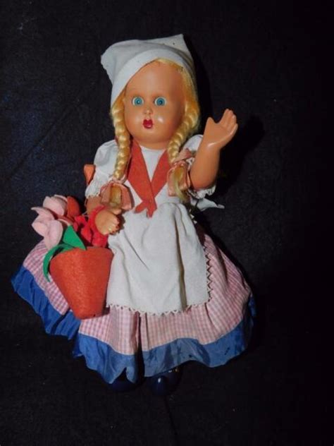 Antique All Bisque Dutch Girl Doll Flirty Googly Eyes Felt Flower Basket Ebay