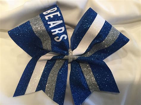 R. Blue Glitter Cheer Bow With Team Name by BrendasCheerBows on Etsy