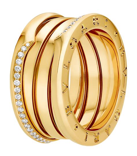 Yellow Gold And Diamond Bzero1 Three Band Ring