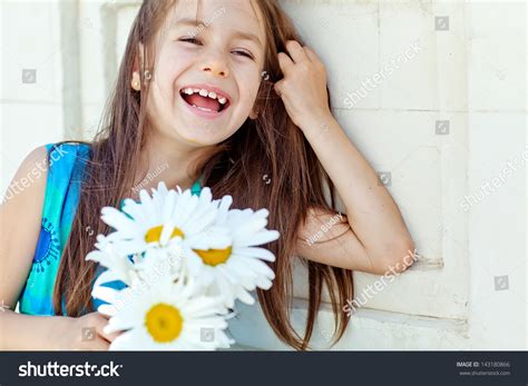 Smiling Little Girl Flowers Stock Photo 143180866 Shutterstock
