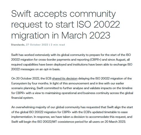 John Paul Koning On Twitter SWIFT S Migration To ISO An Improved Communications