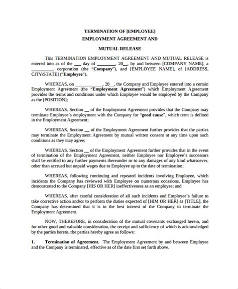 41 PDF MUTUAL AGREEMENT TERMINATION TEMPLATE FREE ...