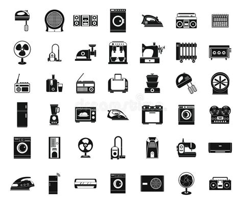Appliances Icon Set Simple Style Stock Vector Illustration Of