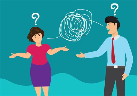 Problems in communication concept, misunderstanding create confusion in