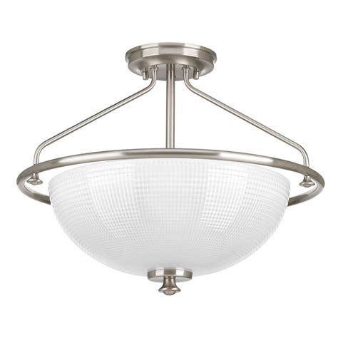 Modern farmhouse flush mount lighting allows those without high ceilings and vast rooms to achieve the same stunning visual interest as a chandelier or pendant light, in a much more compact light fixture. Farmhouse Semi-Flushmount Light Prismatic Glass Brushed ...