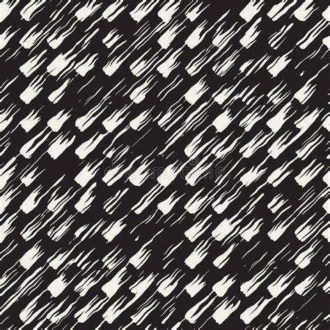 Vector Seamless Pattern With Brush Stripes And Strokes Black And White