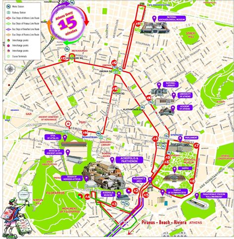 Athens Map Attractions Athens City Centre Tourist Map Greece