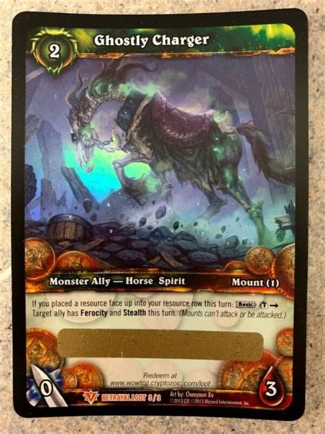 Ghostly Charger Loot Card World Of Warcraft Ghastly Skull Mount WoW TCG