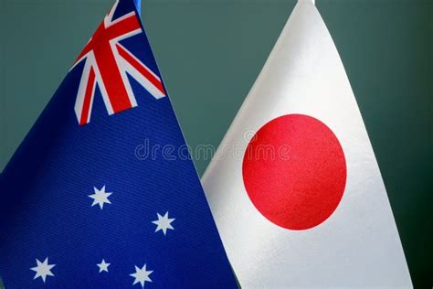 Close Up Of The Flags Of Japan And Australia Stock Photo Image Of