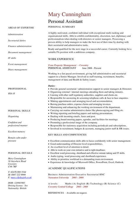 Personal Assistant Resume Templates At