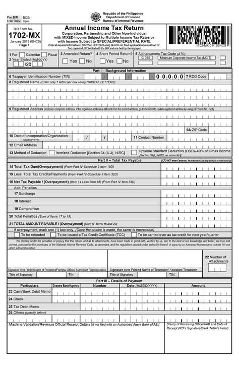 Bir Forms Used In Capital Gains And Income Tax BIR Form No 1702 MX