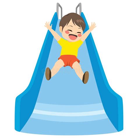 Little Boy Playing On A Slide Cartoon Stock Vector Illustration Of