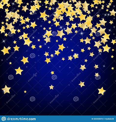 Yellow Galaxy Stars Vector Blue Background Xmas Stock Illustration