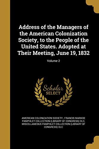 Address Of The Managers Of The American Colonization Society To The