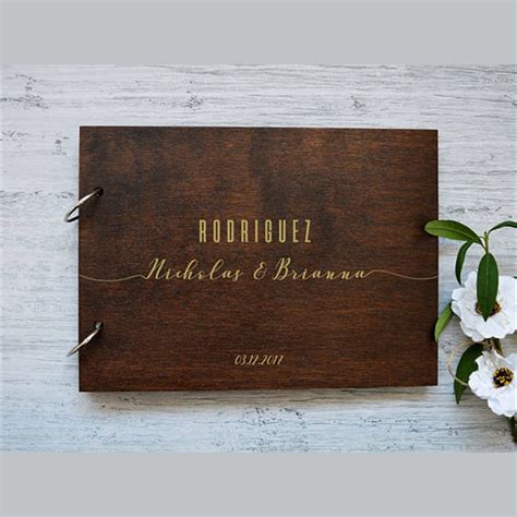 Rustic wedding guest book alternative original heart. Wooden Wedding Guest Book Calligraphy Guestbook ...