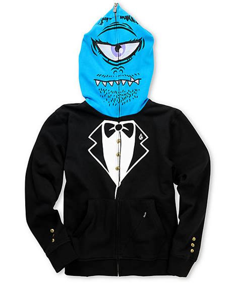 Volcom Boys One Eyed Monster Black Full Zip Face Mask Hoodie