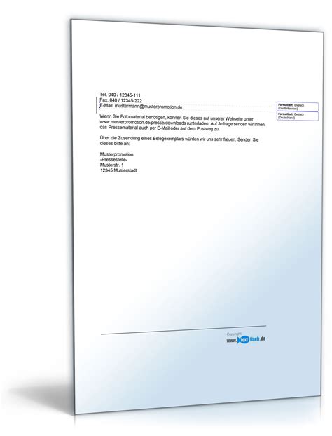 Um formfehler zu vermeiden, müssen bestimmte richtlinien bei der kündigung des arbeitsvertrags beachten. Pressemitteilung zur Ankündigung eines Konzerts - Muster zum Download