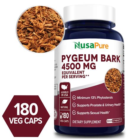 Pygeum Bark Extract 4500mg 180 Veg Caps 100 Vegetarian Non Gmo