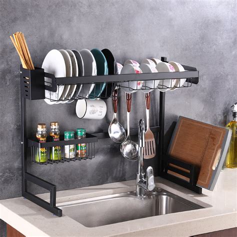 We use premium stainless steel material: 2 Tier Dish Drying Rack, Stainless Steel Over Sink Drainer ...