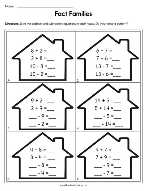 completing fact families worksheet have fun teaching