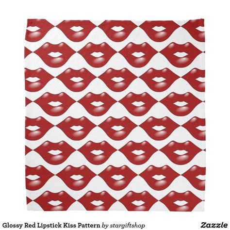 Glossy Red Lipstick Kiss Pattern Bandana Zazzle Red Lipstick Kisses
