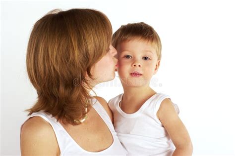 Mother Kisses Son Stock Photo Image Of Healthy Event