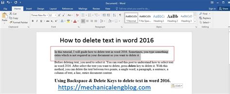 How To Delete Text In Word 2016 Mechanicaleng Blog