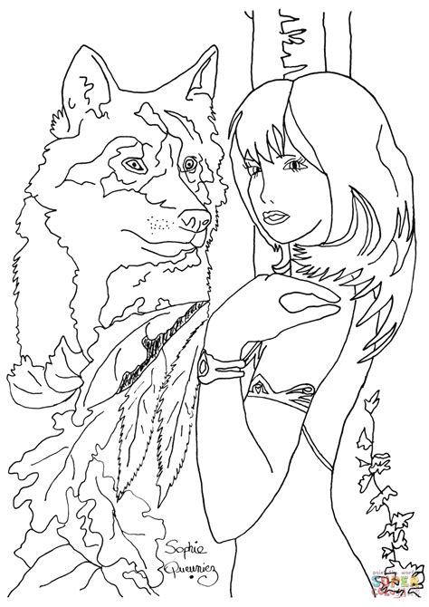 Woman Wolf Coloring Page Free Printable Coloring Pages