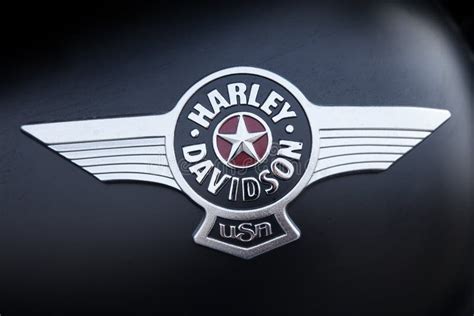 The Emblem On The Fuel Tank Of Motorcycle Harley Davidson Softail