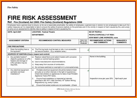 Risk Assessment Form Template Elegant Assessment Fire Risk Assessment
