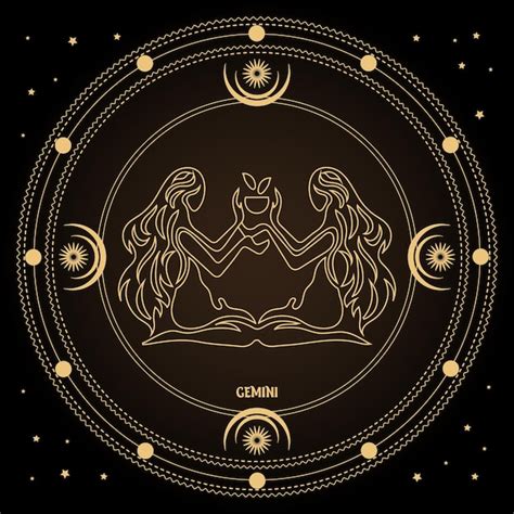 Premium Vector Gemini Zodiac Sign Astrological Horoscope Sign In A