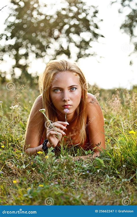 Woman On The Meadow Stock Image Image Of People Beauty 25662247