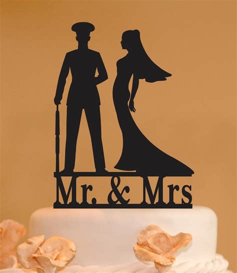 Usmc Mr And Mrs Wood Wedding Cake Topper Marine And Bride Wedding