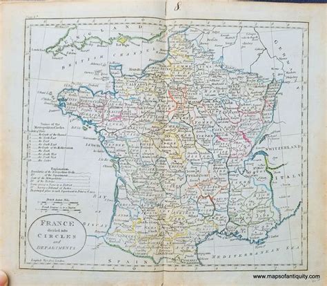 1800 France Divided Into Circles And Departments Antique Map In