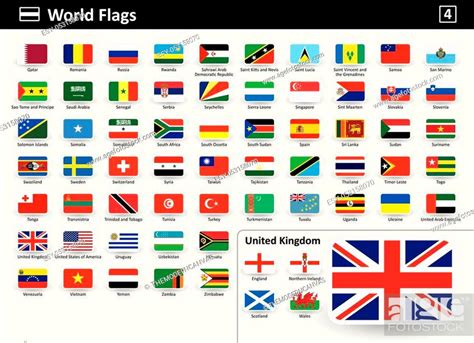 Flag Icons Of The World With Names In Alphabetical Order Set 4 Stock