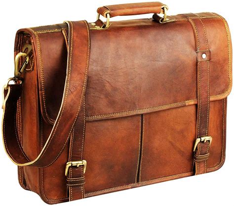 Vintage Classic Leather Messenger Bag For Men Leather Briefcase For