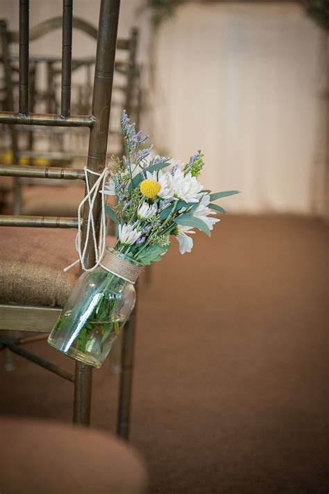 Mason Jar Aisle Markers With Seasonal Blooms Ceremony Spaces Wedding