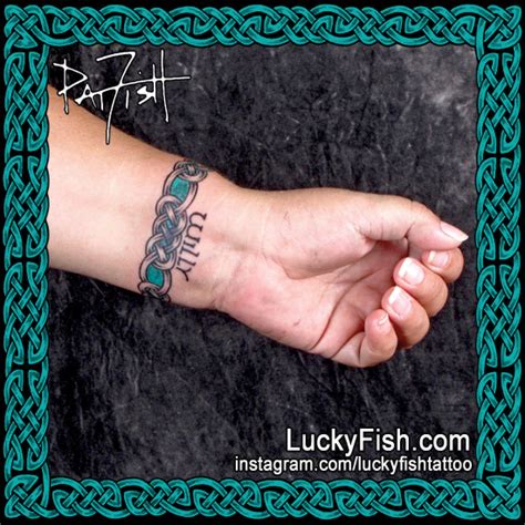 Wrist tattoos are popular tattoos for men and women who want to show off their tattoos. Celtic Knot Bracelet Tattoo — LuckyFish, Inc. and Tattoo Santa Barbara