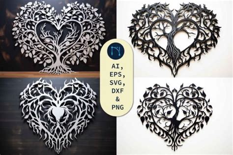 Cricut Heart Cutout With Tree Svg Bundle Graphic By Ngised · Creative