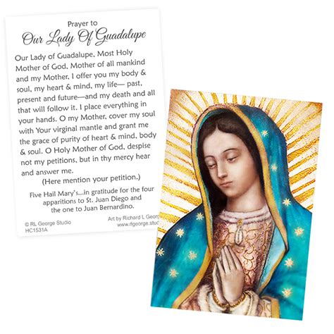 Our Lady Of Guadalupe Prayer Card Rl George Studio