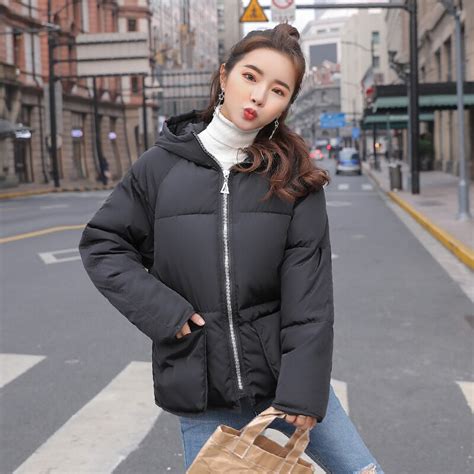 Korean Style Women Winter Jacket With Hooded Fashion Short Coats Cotton Padded Sweet Outwear New