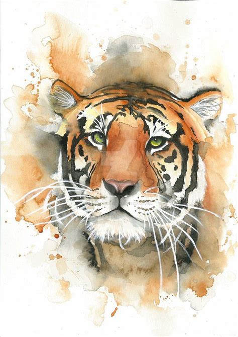 Watercolour Tiger By Madamekunterbunt Watercolor Tiger Watercolor