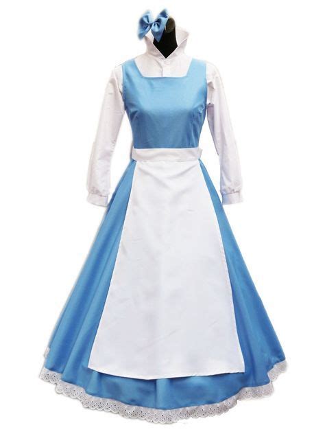 Beauty And The Beast Belle Blue Maid Dress Womens Costume Cosplay