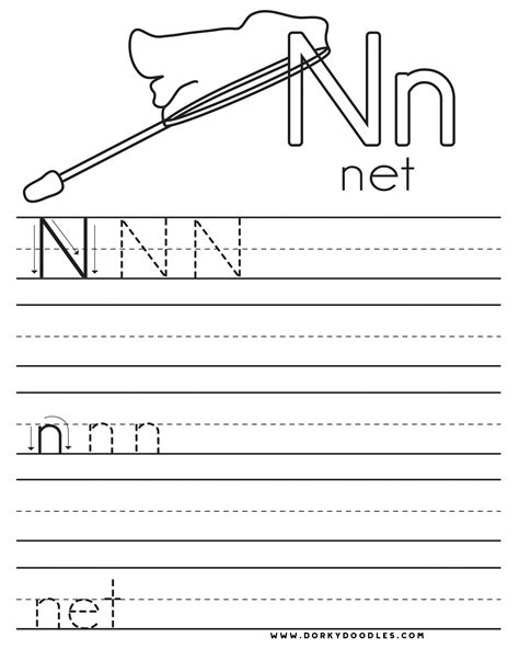 Kindergarten Letter N Writing Practice Worksheet Prin