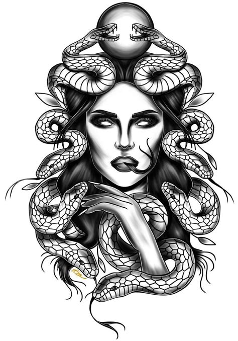 Medusa Snakes Girl Mythical Creatures Greek History Art Print A4 A5