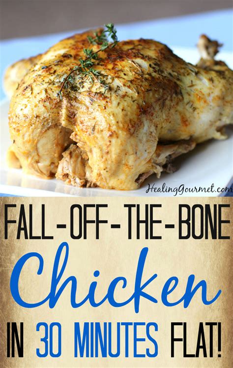Well of course it depends on the size of the chicken so a good way to work out is how long to cook per amount of weight. Fall-Off-The-Bone Pressure Cooker Chicken (in 30 Minutes!)